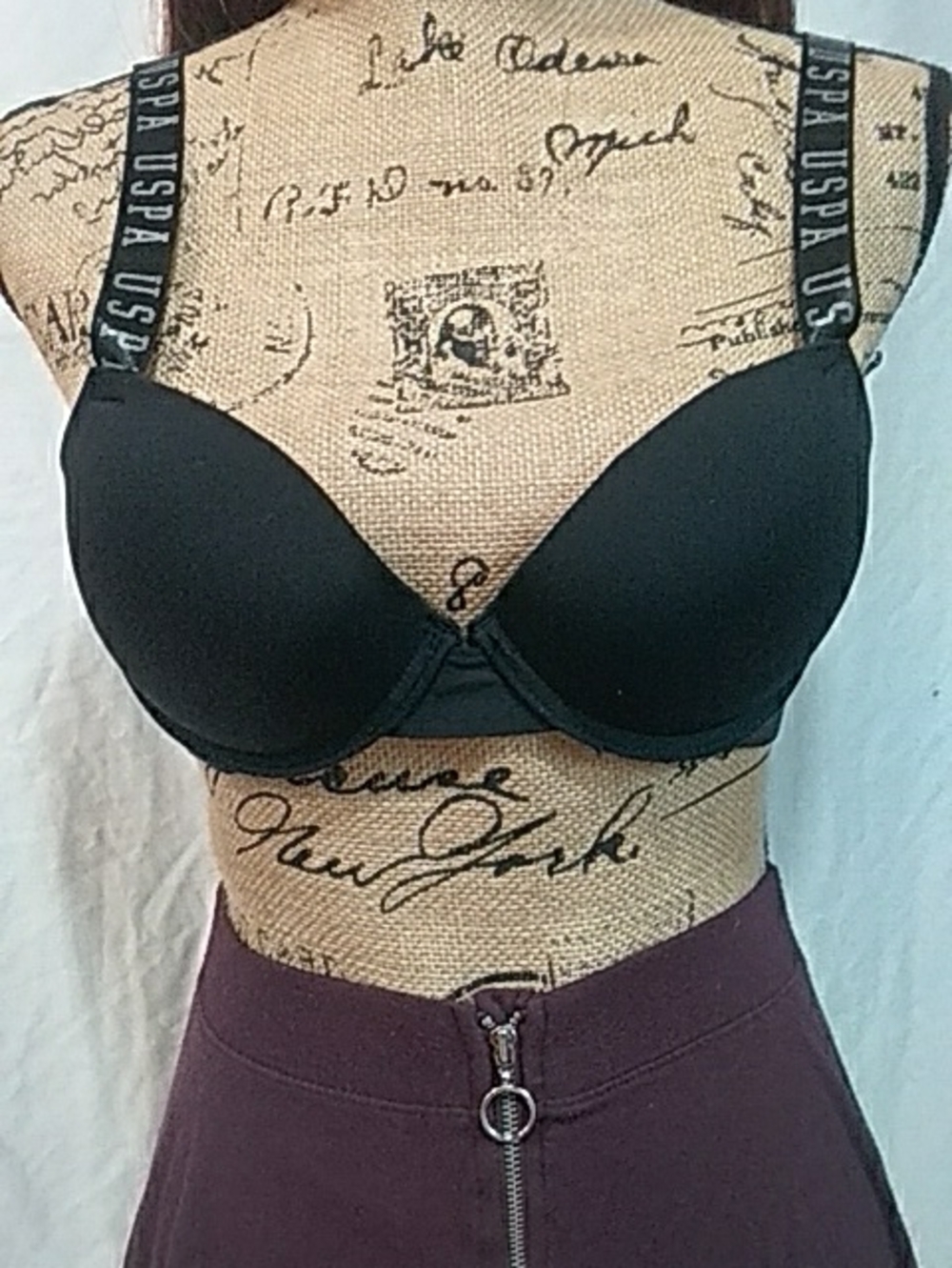 U.S. Polo Assn. Black Smooth Molded Bra with Branded Straps